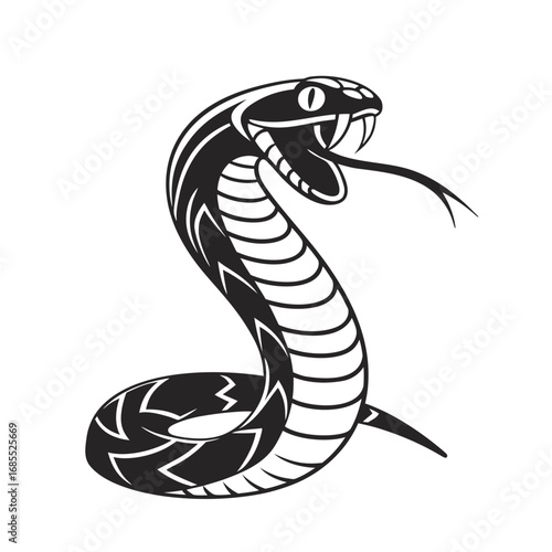 Striking Silhouette A Cobra's Menacing Gaze, A Vector Illustration of Wildlife