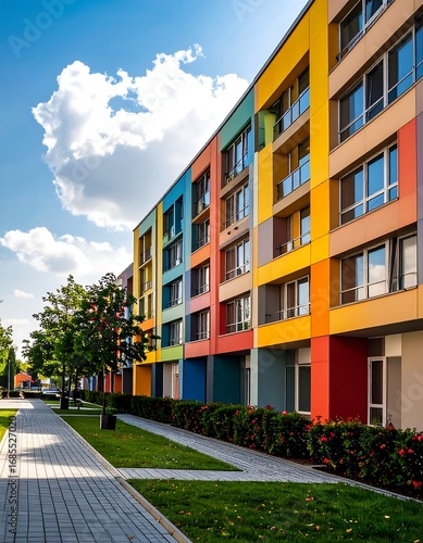 Vibrant Multicolored Apartment Building Complex.