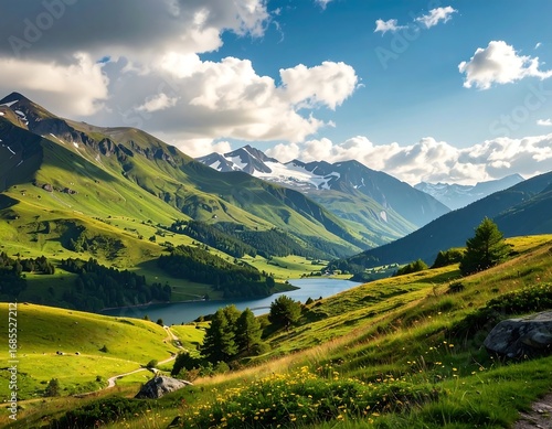 Alpine Valley Lake Landscape.