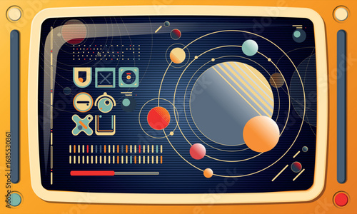Set of Retrofuturism Modern User Interface Elements. Sci Fi HUD. Template for social media. Vector Illustration EPS10