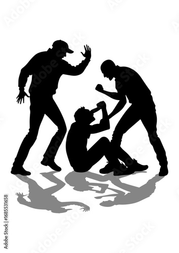 Silhouette of Physical Assault or Bullying Scene