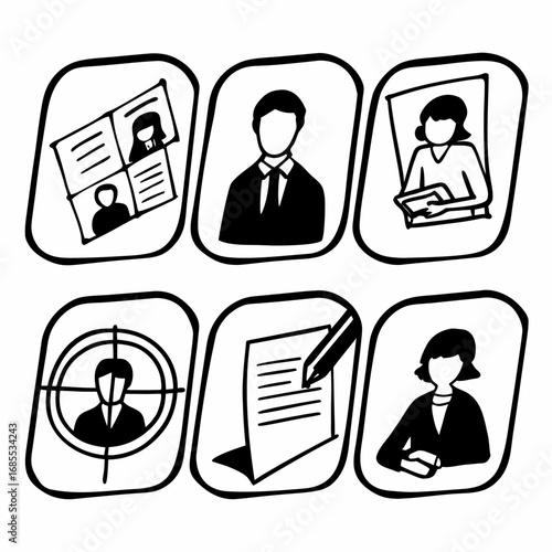 Illustration of job search and recruitment process