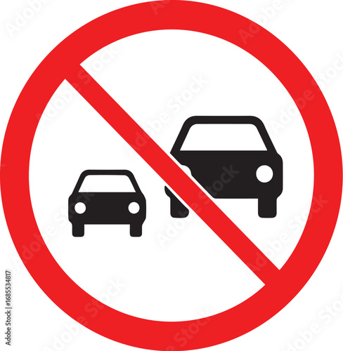 Bold prohibition sign for do not overtake with graphic elements