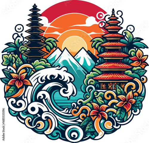 Bali indonesia logo vector white background .