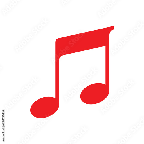 Vibrant Red Eighth Note Musical Symbol A Simple, Bold Graphic Design Element