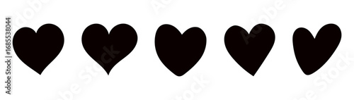 Grunge hearts icons. Heart love symbol black. heart icons set vector, set of hearts different shapes for design. Heart collection.