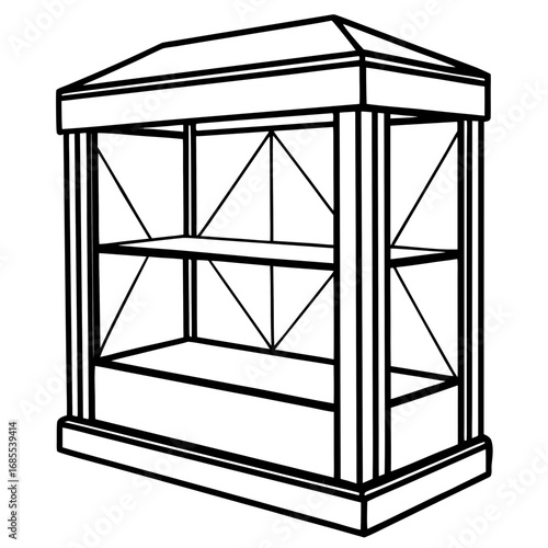 Illuminated Glass Cabinet Line Art