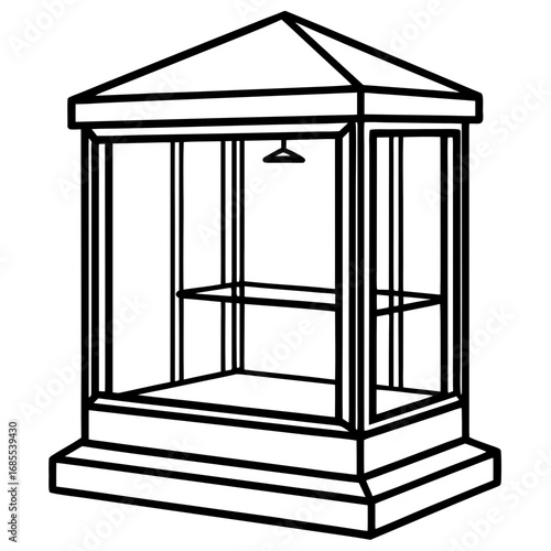 Illuminated Glass Cabinet Line Art