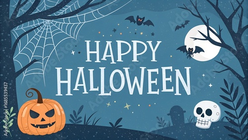 halloween background with pumpkin and bats