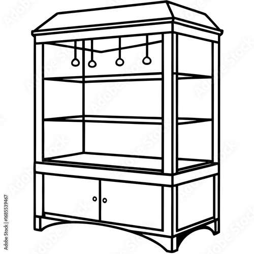 Illuminated Glass Cabinet Line Art