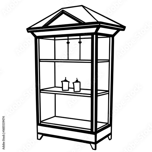 Illuminated Glass Cabinet Line Art