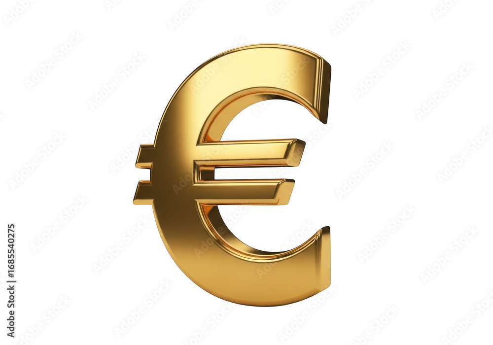 Fototapeta premium Shiny golden euro currency symbol isolated on a transparent background isolated on transparent background