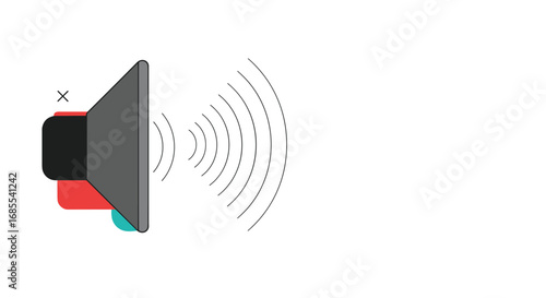 Sound waves radiating from a speaker cone with volume control indicators a clear visual representation of audio output