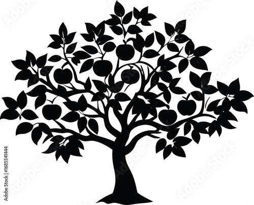 Peach Tree Silhouette | Peach Orchard Tree Vector