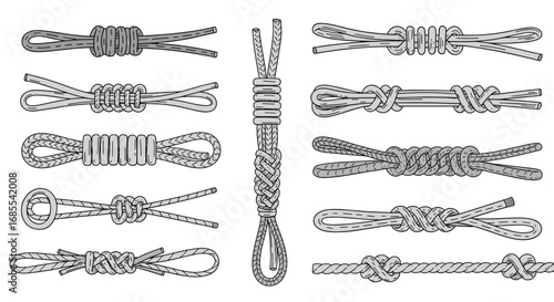 Collection of fishing knots for attaching lines and lures