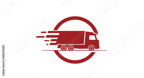 Fast Delivery Red Truck Logo - Speedy Transportation Icon.