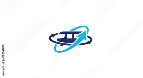 Modern Blue and Teal Transportation Logo - Upward Trending Shuttle Icon.