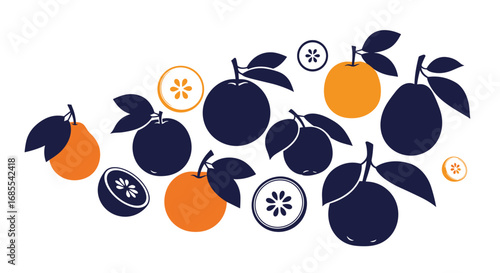 Vibrant citrus fruit collection with fresh leaves and slices nature's sweetness evokes healthy living