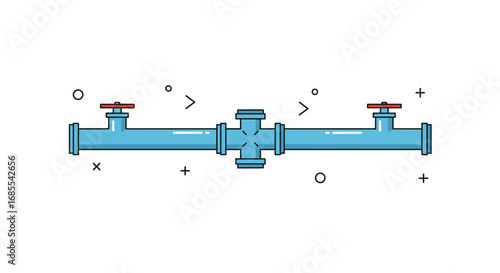 Industrial piping system with valves for fluid flow control in a network