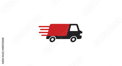 Fast Delivery Service - Red and Black Delivery Van Icon.