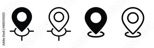 location pin icon symbol sign isolated on transparent background, map flat vector icon designs