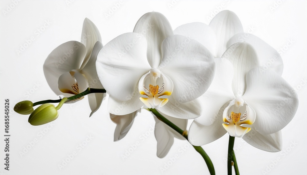 Obraz premium elegant white orchids in full bloom indoors isolated on white background