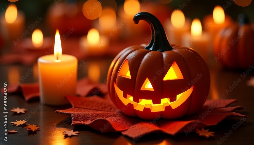 Fototapeta premium Carved pumpkins for the holiday. Halloween decor.