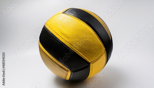a yellow and black volleyball with a classic design isolated on a clean