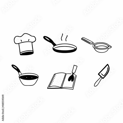 Illustration of culinary symbols cooking and education concept