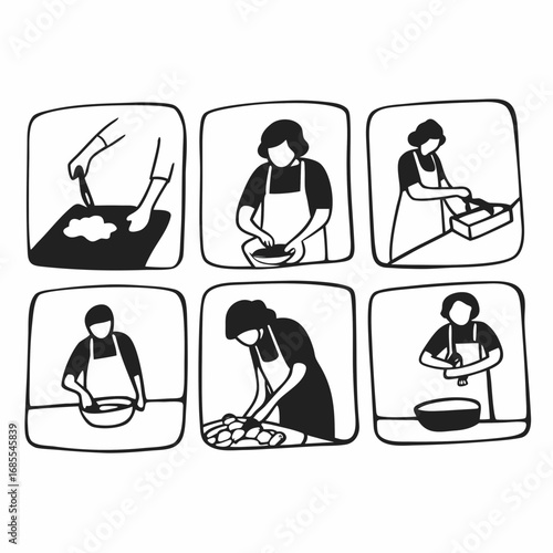 Illustration of cooking process steps