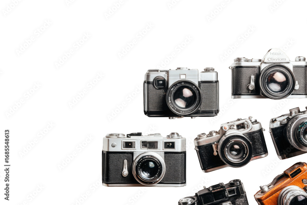 Fototapeta premium Vintage cameras in a cluster