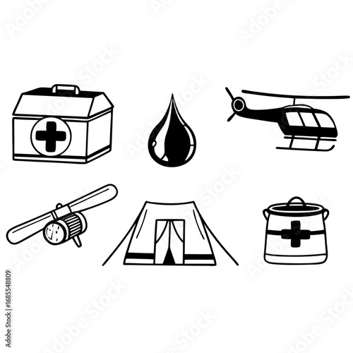 Hand drawn illustration of a disaster relief scene vector format