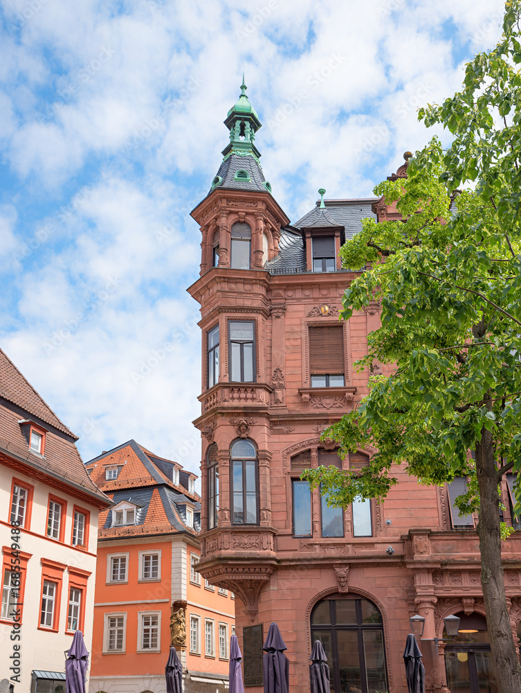 Fototapeta premium Historic residential and banking building, built in 1900, Heidelberg's old town
