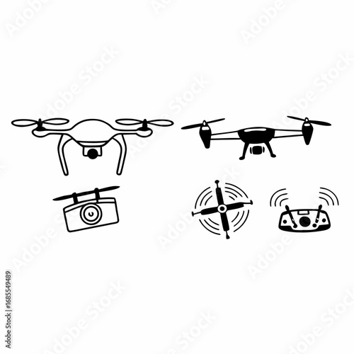 Set of drone and camera related icons