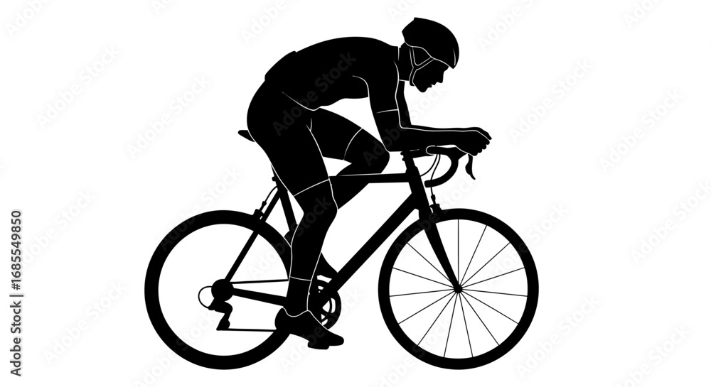Obraz premium Silhouette of a cyclist riding a road bicycle.