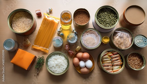 a variety of products on a table each affected by shrinkflation smaller size or skimpflation lower quality ingredients or packaging