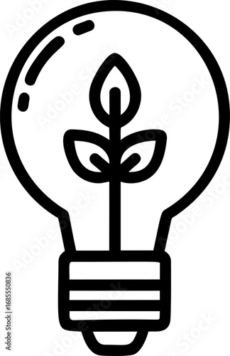 Eco-friendly concept of a plant growing inside a light bulb outline. Vector illustration