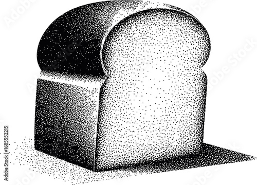 Grayscale illustration of a stylized bread loaf on a shadowed surface. Vector illustration