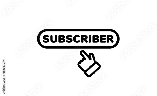 Icon of a hand clicking the subscribe button shows interaction and engagement in online activities.