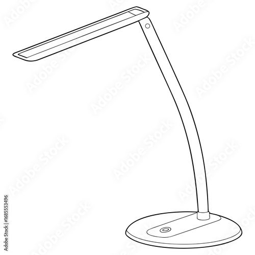 Modern minimalist desk lamp with a flexible arm and circular base featuring a touch control button