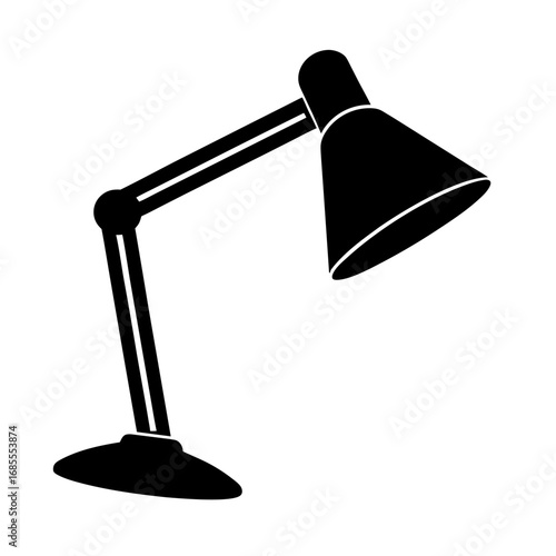 Black Silhouette Vector of Study Lamp for Desk and Office Designs
