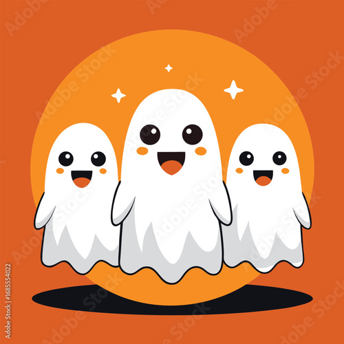 Cute vector halloween  illustration of Easter chicks and eggs in a fun design