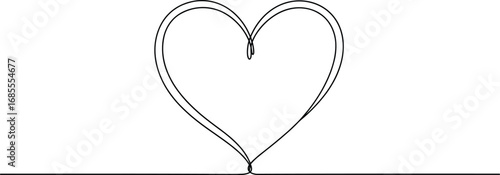 Minimalist continuous line heart vector illustration, romantic love design, wedding invitation decoration, valentine day symbol, modern artwork, abstract sketch style, romantic decorative element