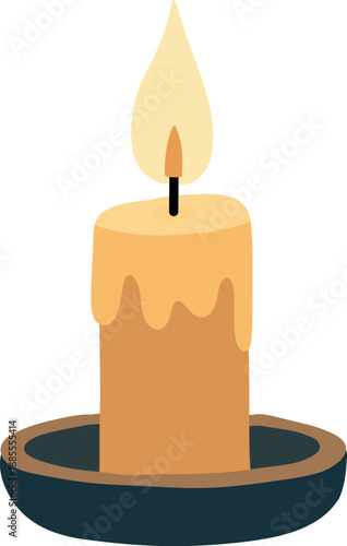 Burning Candle in Candlestick