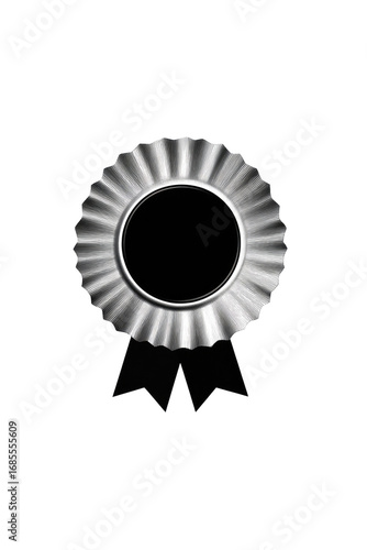Circular medal or award with fluted edge and ribbon