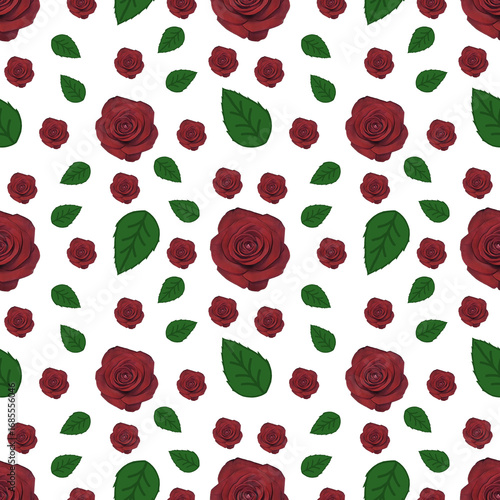 Elegant Red Roses seemless Pattern Background