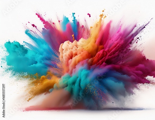 colorful powder explosion on white background