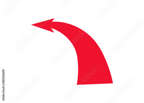 A bold red arrow with a curved design represents dynamic attack, strategic motion, and directional flow.