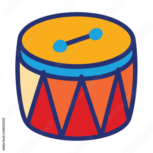 Festive christmas toy drum illustration with holiday colors