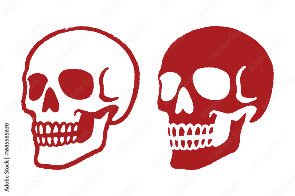 Fototapeta premium Red Skulls Vector Illustration for Horror Gothic and Dark Art 